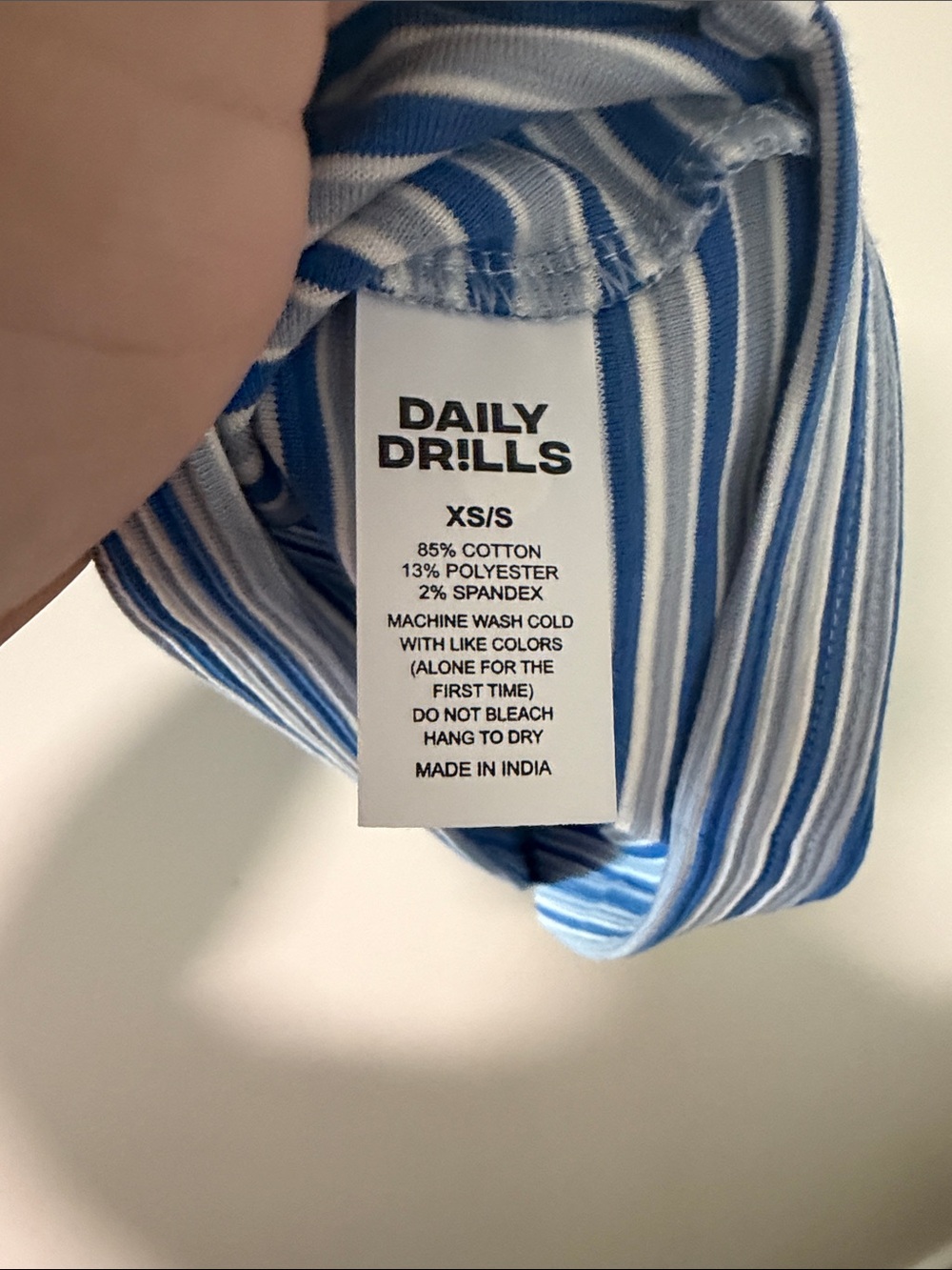 Daily Drills Ottoman Rib Relaxed Tee - Powder + Cobalt + Cream - Picture 3 of 4